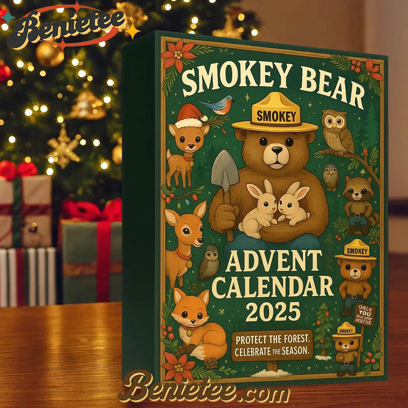 Smokey Bear Advent Calendar 2025, Christmas Countdown Advent Calendar Gift Box with 24 Acrylic Ornaments