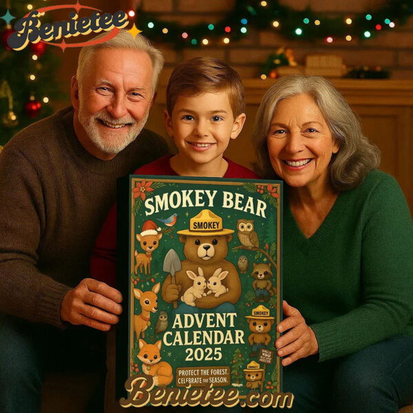 Smokey Bear Advent Calendar 2025, Christmas Countdown Advent Calendar Gift Box with 24 Acrylic Ornaments