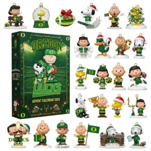 Snoopy Peanuts Oregon Ducks Advent Calendar 2025, Christmas Countdown Advent Calendar Gift Box With 24 Acrylic Ornaments