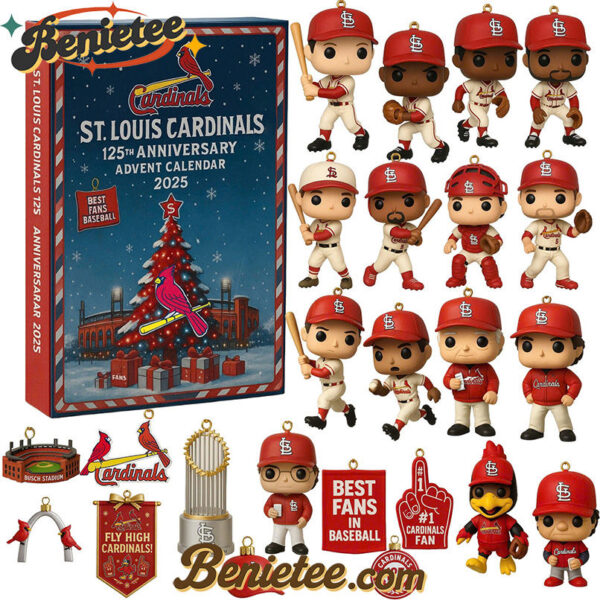 St Louis Cardinals Advent Calendar, Christmas Countdown Advent Calendar Gift Box with 24 Acrylic Ornaments
