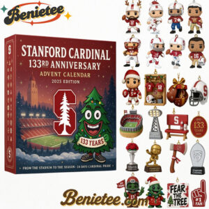 Stanford Cardinal 133rd Anniversary Advent Calendar 2025, Christmas Countdown Advent Calendar Gift Box with 24 Acrylic Ornaments