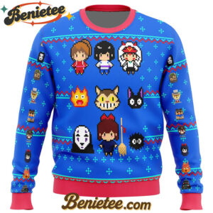 Studio Ghibli Blue Ugly Christmas Sweater