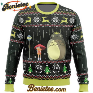 Studio Ghibli Totoro Rain Ugly Christmas Sweater