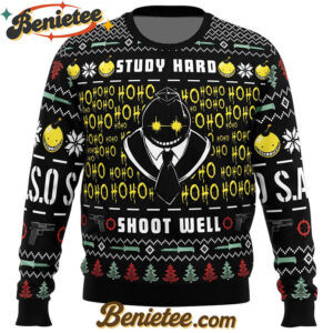 Study Hard Shoot Well Assassination Classroom Ugly Christmas Sweater