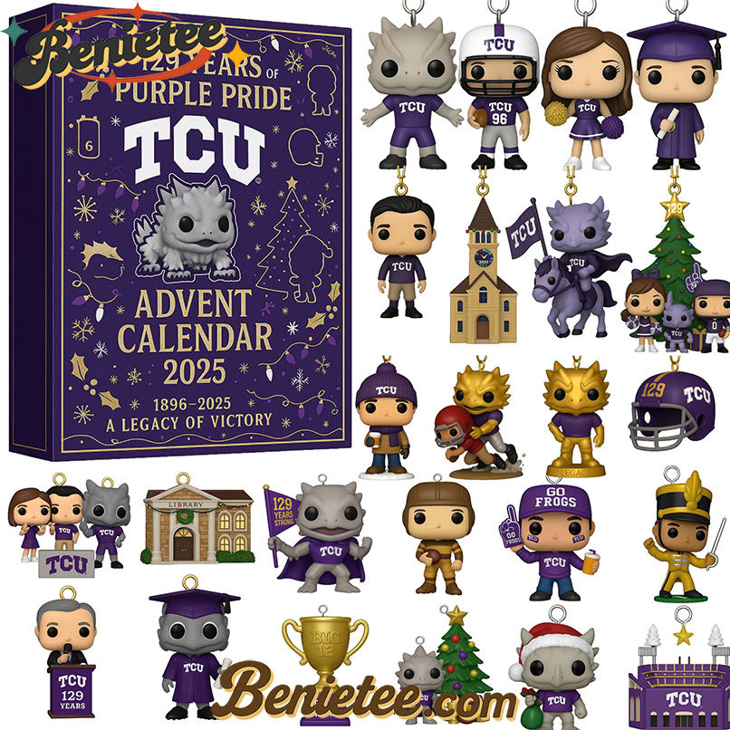 TCU Horned Frogs Advent Calendar 2025, Christmas Countdown Advent Calendar Gift Box with 24 Acrylic Ornaments