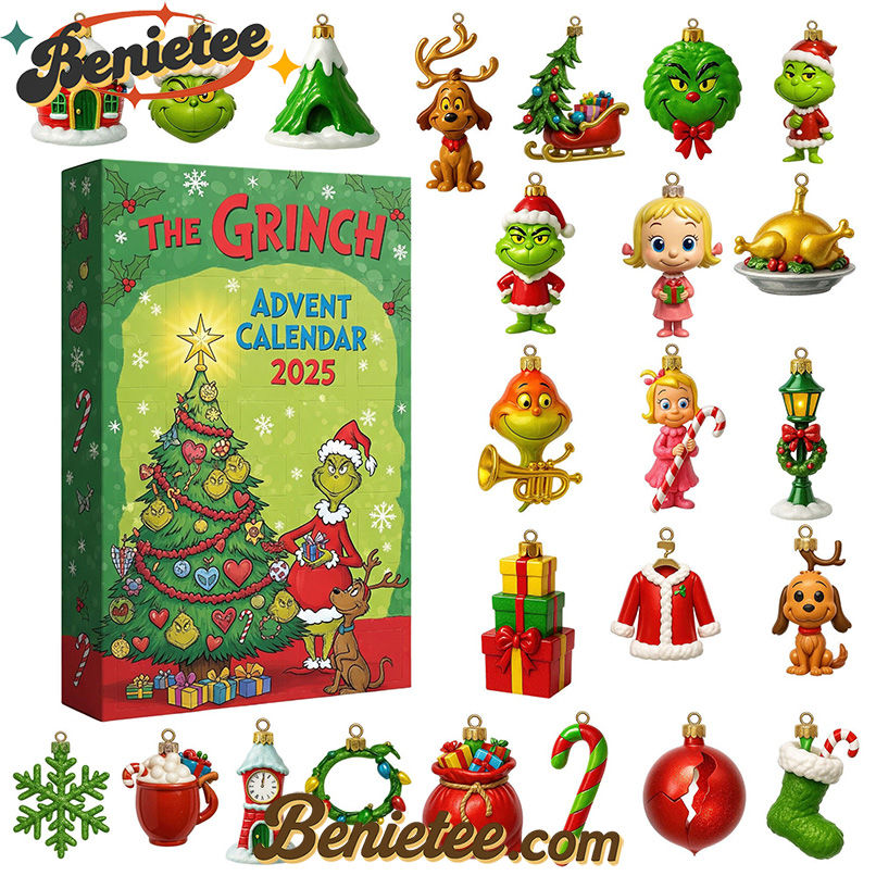 the Grinch Christmas Premium Advent Calendar 2025 CHRISTMAS GIFT, CHRISTMAS IDEA, Christmas Countdown Advent Calendar Gift Box with 24 Acrylic Ornaments