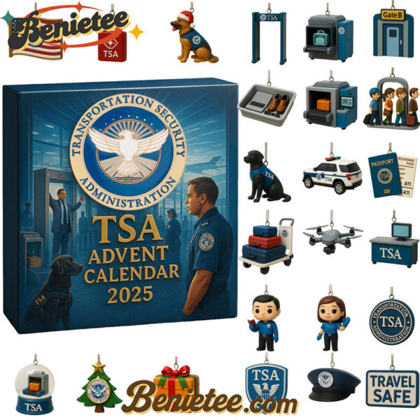 TSA Advent Calendar 2025, Christmas Countdown Advent Calendar Gift Box with 24 Acrylic Ornaments