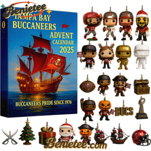 Tampa Bay Buccaneers Advent Calendar 2025, Christmas Countdown Advent Calendar Gift Box with 24 Acrylic Ornaments