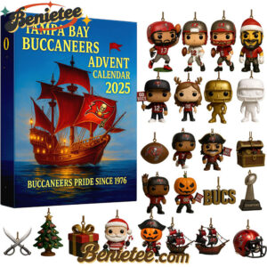 Tampa Bay Buccaneers Advent Calendar 2025 49TH ANNIVERSARY Christmas Gift, Christmas Idea, Christmas Countdown Advent Calendar Gift Box with 24 Acrylic Ornaments