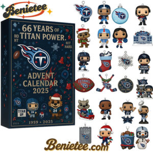 Tennessee Titans 66th Anniversary Advent Calendar, Christmas Countdown Advent Calendar Gift Box with 24 Acrylic Ornaments