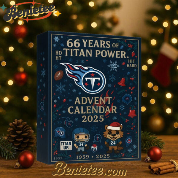 Tennessee Titans 66th Anniversary Advent Calendar, Christmas Countdown Advent Calendar Gift Box with 24 Acrylic Ornaments