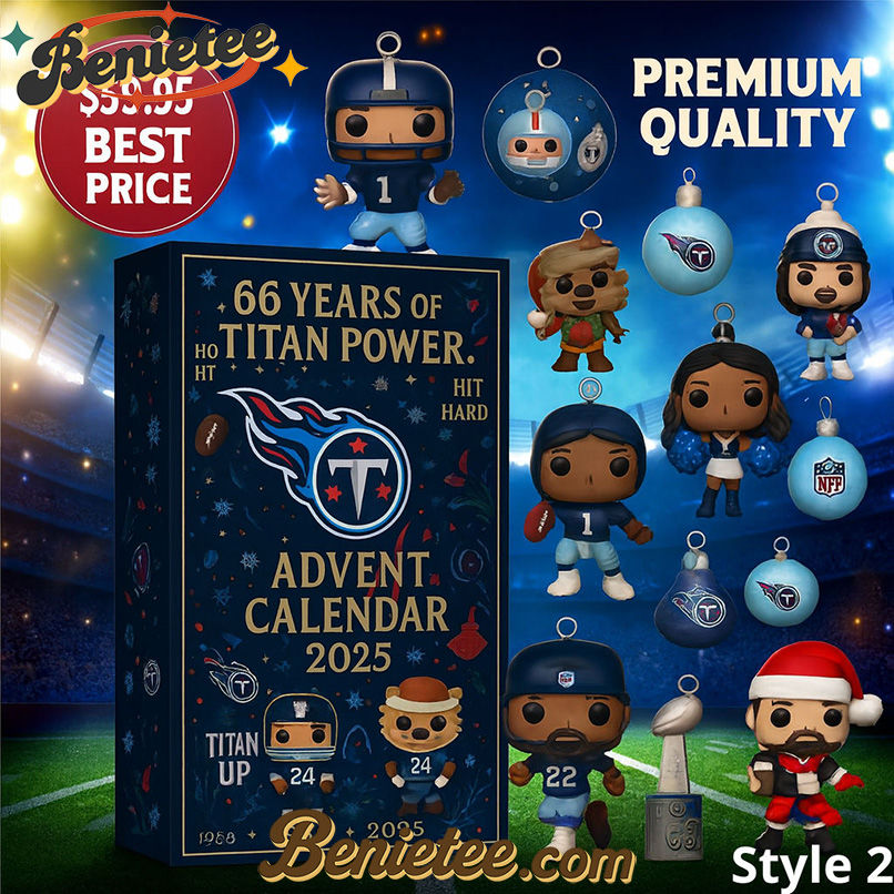 Tennessee Titans Advent Calendar 2025 66TH ANNIVERSARY Christmas Gift, Christmas Idea, Christmas Countdown Advent Calendar Gift Box with 24 Acrylic Ornaments