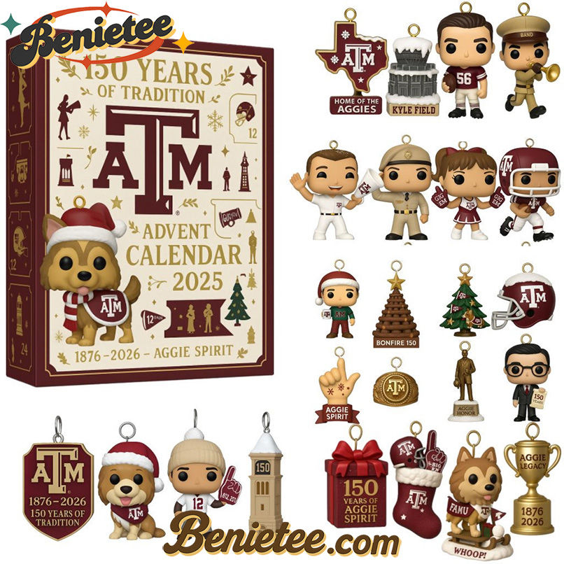 Texas A M Aggies Anniversary Advent Calendar 2025, Christmas Countdown Advent Calendar Gift Box with 24 Acrylic Ornaments