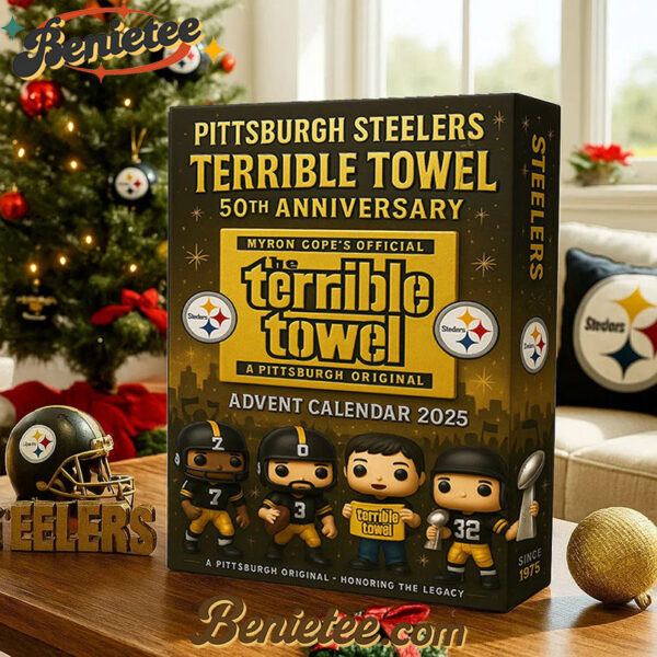 The Pittsburgh Steelers Terrible Towel 50th Anniversary Advent Calendar 2025, Christmas Countdown Advent Calendar Gift Box with 24 Acrylic Ornaments