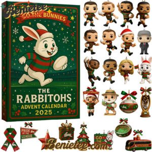 The Rabbitohs Advent Calendar 2025, Christmas Countdown Advent Calendar Gift Box with 24 Acrylic Ornaments
