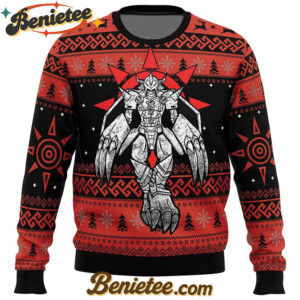 The Strongest Dragon Wargreymon Digimon Ugly Christmas Sweater