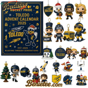 Toledo Rockets 108th Anniversary Advent Calendar, Christmas Countdown Advent Calendar Gift Box with 24 Acrylic Ornaments