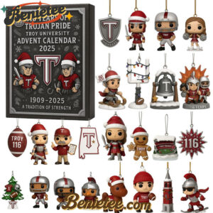 Troy Trojans 116th Anniversary Advent Calendar, Christmas Countdown Advent Calendar Gift Box with 24 Acrylic Ornaments