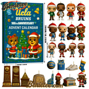 UCLA Bruins 106th Anniversary Advent Calendar 2025, Christmas Countdown Advent Calendar Gift Box with 24 Acrylic Ornaments