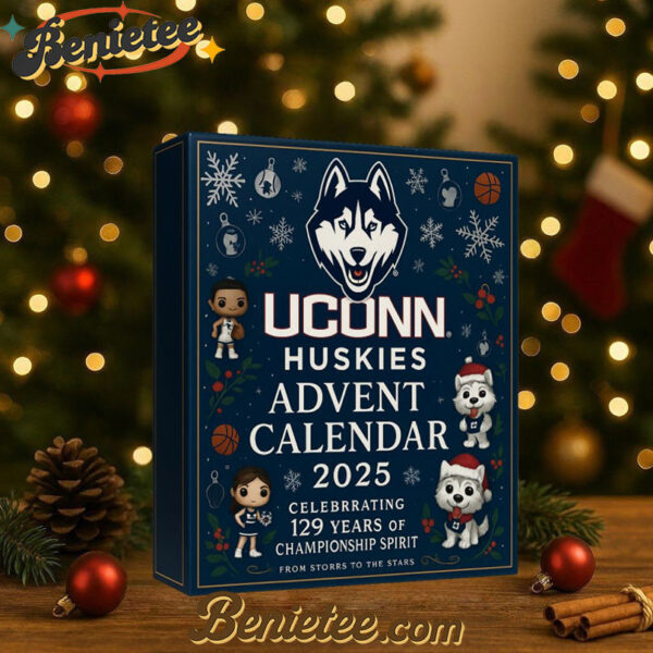 UConn Huskies 129th Anniversary Advent Calendar, Christmas Countdown Advent Calendar Gift Box with 24 Acrylic Ornaments