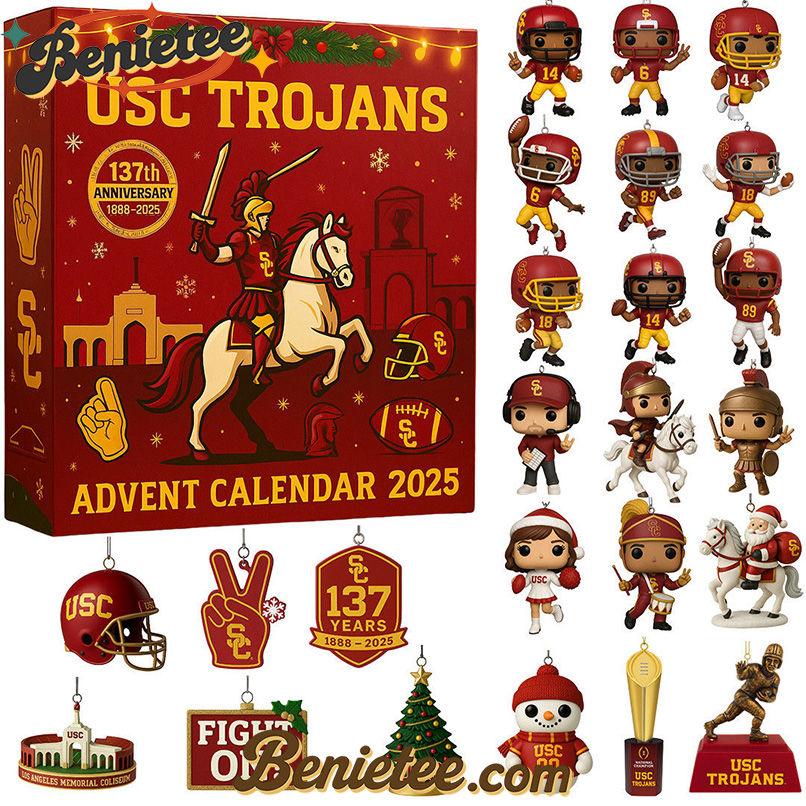 USC Trojans football Premium Advent Calendar 2025 CHRISTMAS GIFT, CHRISTMAS IDEA, Christmas Countdown Advent Calendar Gift Box with 24 Acrylic Ornaments