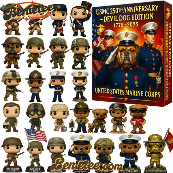 USMC Devil Dogs 250th Anniversary Advent Calendar 2025, Christmas Countdown Advent Calendar Gift Box with 24 Acrylic Ornaments