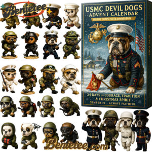 USMC Devil Dogs 250th Anniversary Advent Calendar 2025, Christmas Countdown Advent Calendar Gift Box with 24 Acrylic Ornaments