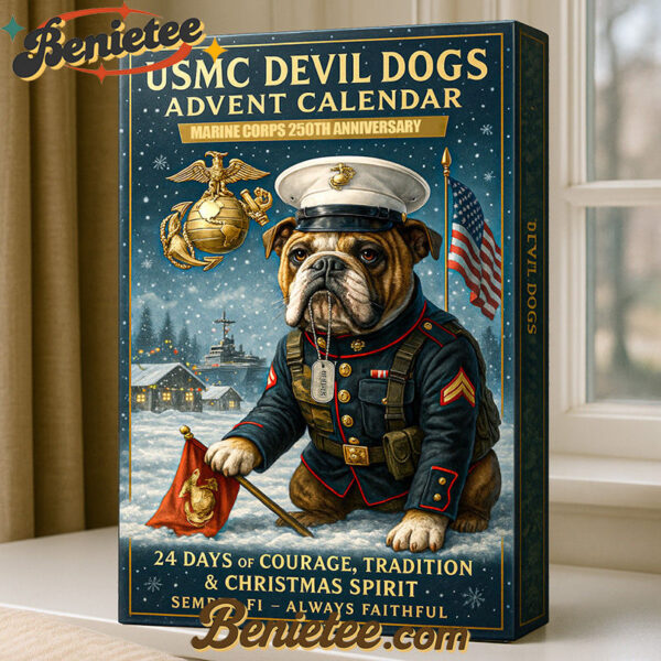 USMC Devil Dogs 250th Anniversary Advent Calendar 2025, Christmas Countdown Advent Calendar Gift Box with 24 Acrylic Ornaments