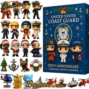 United States Coast Guard 235th Anniversary Christmas Advent Calendar, Christmas Countdown Advent Calendar Gift Box with 24 Acrylic Ornaments