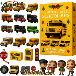 United States School Bus · 2025 Christmas Advent Calendar, Christmas Countdown Advent Calendar Gift Box with 24 Acrylic Ornaments