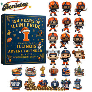 University of Illinois Fighting Illini Advent Calendar (2025 Edition), Christmas Countdown Advent Calendar Gift Box with 24 Acrylic Ornaments