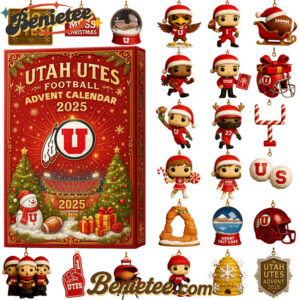 Utah Utes football Advent Calendar 2025, Christmas Countdown Advent Calendar Gift Box with 24 Acrylic Ornaments