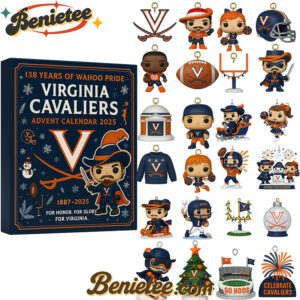 Virginia Cavaliers 138th Anniversary Advent Calendar, Christmas Countdown Advent Calendar Gift Box with 24 Acrylic Ornaments