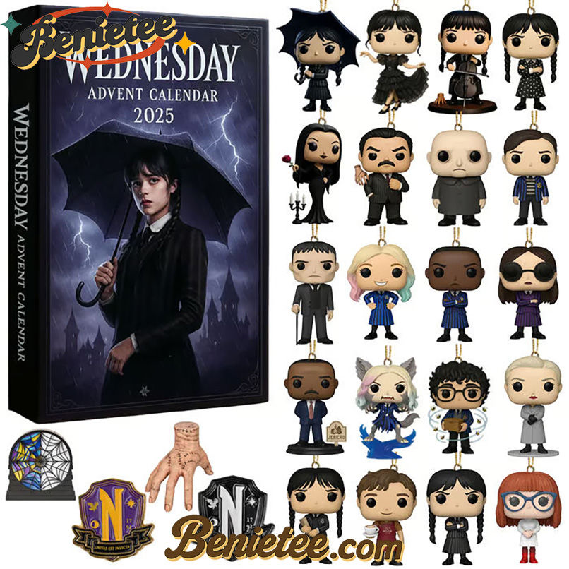 Wednesday Advent Calendar 2025, Christmas Countdown Advent Calendar Gift Box with 24 Acrylic Ornaments