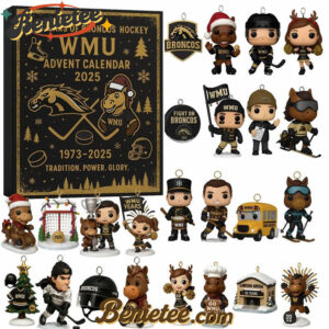 Western Michigan Broncos Men's Ice Hockey 52nd Anniversary Advent Calendar, Christmas Countdown Advent Calendar Gift Box with 24 Acrylic Ornaments