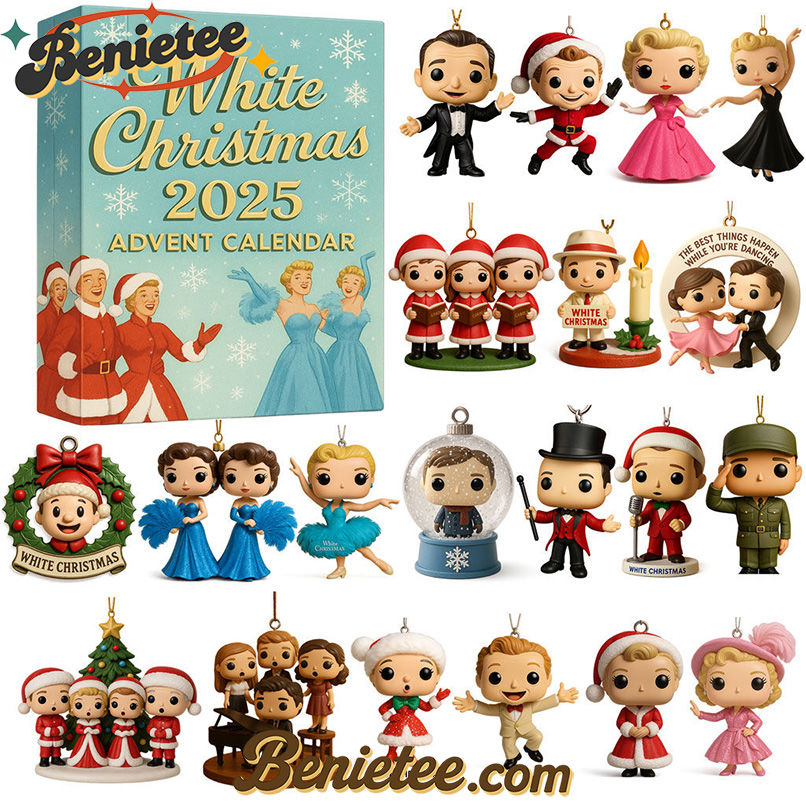 White Christmas Advent Calendar 2025, Christmas Countdown Advent Calendar Gift Box with 24 Acrylic Ornaments