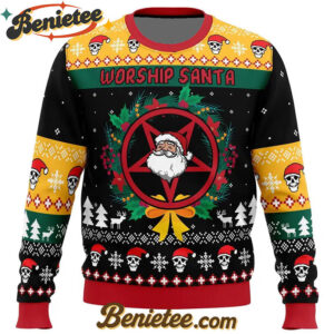 Worship Santa Ugly Christmas Sweater