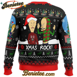 Xmas Rock Beavis and Butthead Ugly Christmas Sweater