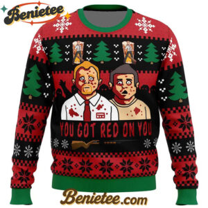 You've Got Red On You Shaun of the Dead Ugly Christmas Sweater