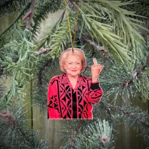 Betty White Christmas Ornament, Betty White Flipping the Bird, Funny Xmas Ornament, White Elephant Gift