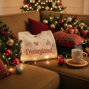 Disneyland Embroidered Bow Sweater, Embroidered Magical Land Crewneck Sweatshirt, Mickey Mouse Cute Christmas Shirt, Disney Sweatshirt