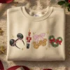 Embroidered Disney Coquette Bow Christmas Sweatshirt, Disney Magic Castle Christmas Sweater, Family Matching Disney Outfits