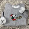 Embroidered Snoopy Christmas Sweatshirt, Cartoon Dog