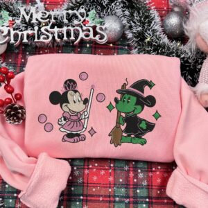 Mouse Witch Embroidered Sweatshirt, For Good Embroidered Shirt, Pink Witch Green Witch, Changed For Good Shirt, Bestie Gifts