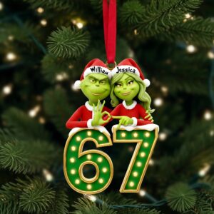 Christmas Grinch Ornaments, Personalized Grinch Christmas Ornament, Funny Grinch Monster Couple, Christmas Ornament, Merry Grinmas Gift