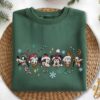 Christmas Embroidered Sweatshirt, Disney Character Embroidery Shirt, Holiday Mickey Minnie Pullover, Cozy Xmas Sweater, Cute Christmas Gift
