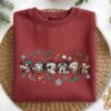 Christmas Embroidered Sweatshirt, Disney Character Embroidery Shirt, Holiday Mickey Minnie Pullover, Cozy Xmas Sweater, Cute Christmas Gift