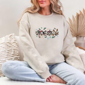 Christmas Embroidered Sweatshirt, Disney Character Embroidery Shirt, Holiday Mickey Minnie Pullover, Cozy Xmas Sweater, Cute Christmas Gift