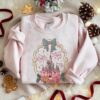 Embroidered Coquette Disney Castle Christmas Sweatshirt, Disneyland Holiday Bow Sweater, Disney Gingerbread Candy Cane Tee, Winter Park Top