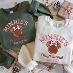 Embroidered Minnie Gingerbread Sweatshirt, Disney Christmas Baking Sweater, Disneyland Holiday Cookie Shirt, Disney Family Christmas Tee